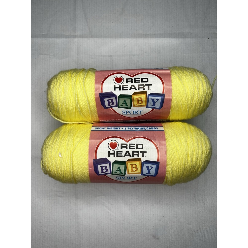 Red Heart Baby Sport 0224 Baby Yellow 2 Skeins New